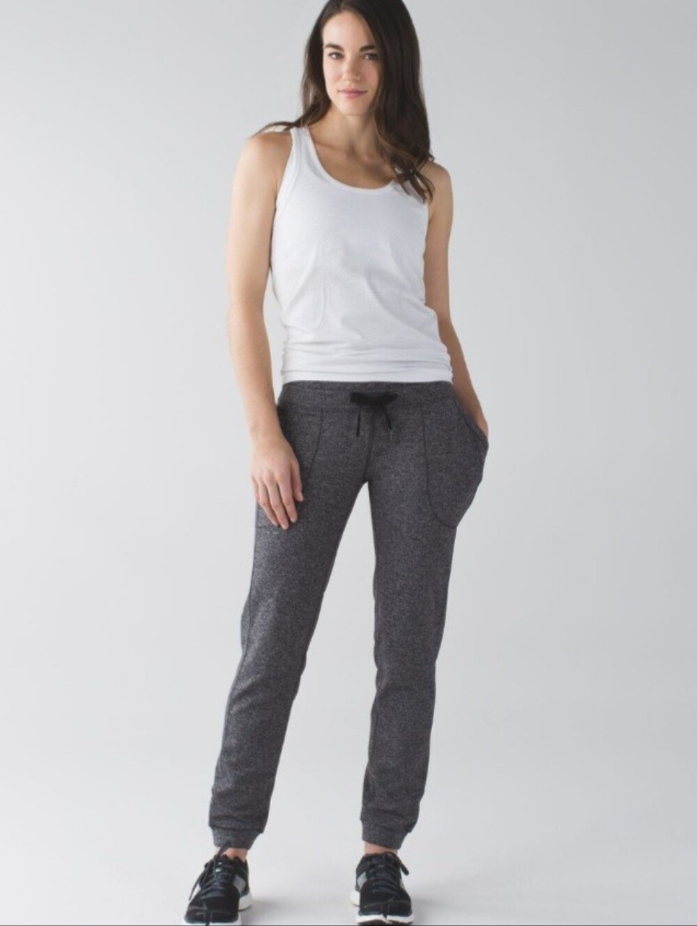 Lululemon Base Runner Pant III Hyper Stripe Heathered Battleship Heathered Black